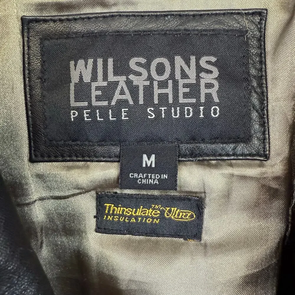 Wilsons Leather Pelle Studio Medium Button Down Jacket Coat Thinsulate Conceal